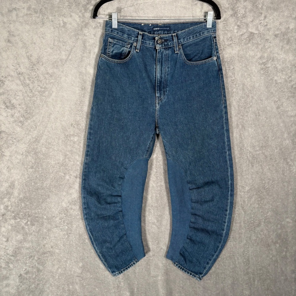 Levis Made &‎ Crafted Barrel Crop Jeans Womens Fit 28x20 High Rise Blue Denim